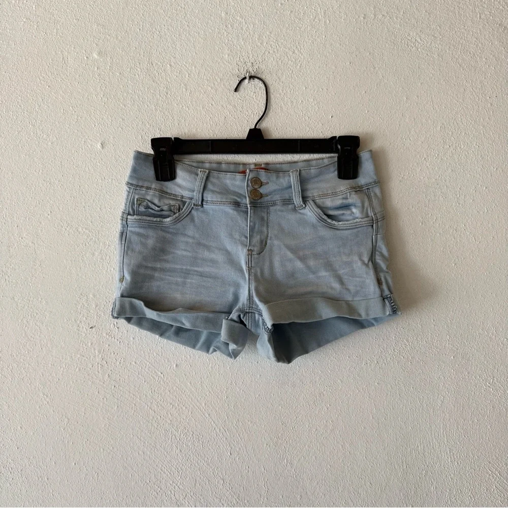 3 FOR $15‎ DEAL / Wax Jean Light Wash Denim Shorts Folded Waist Detail Size S